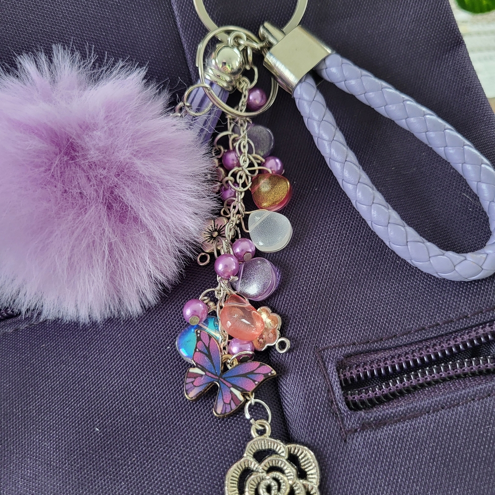 Lavender Purse Charm With PomPom